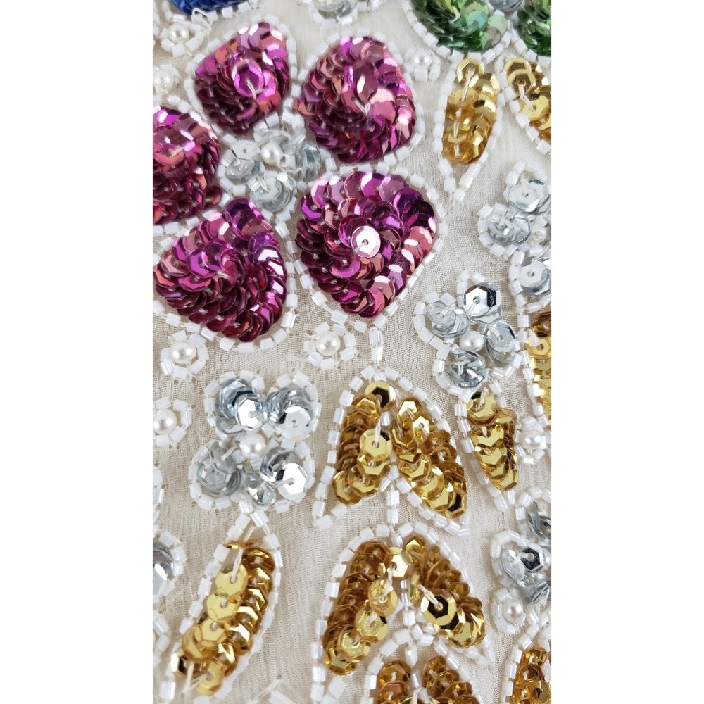 Vintage Eve's Allure Sequin Beaded Silk Dress Lrg - Picture 3 of 8